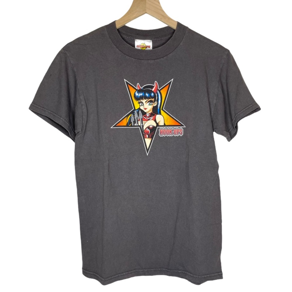 Vintage Hook Ups Skateboard Anime Devil Girl Shirt